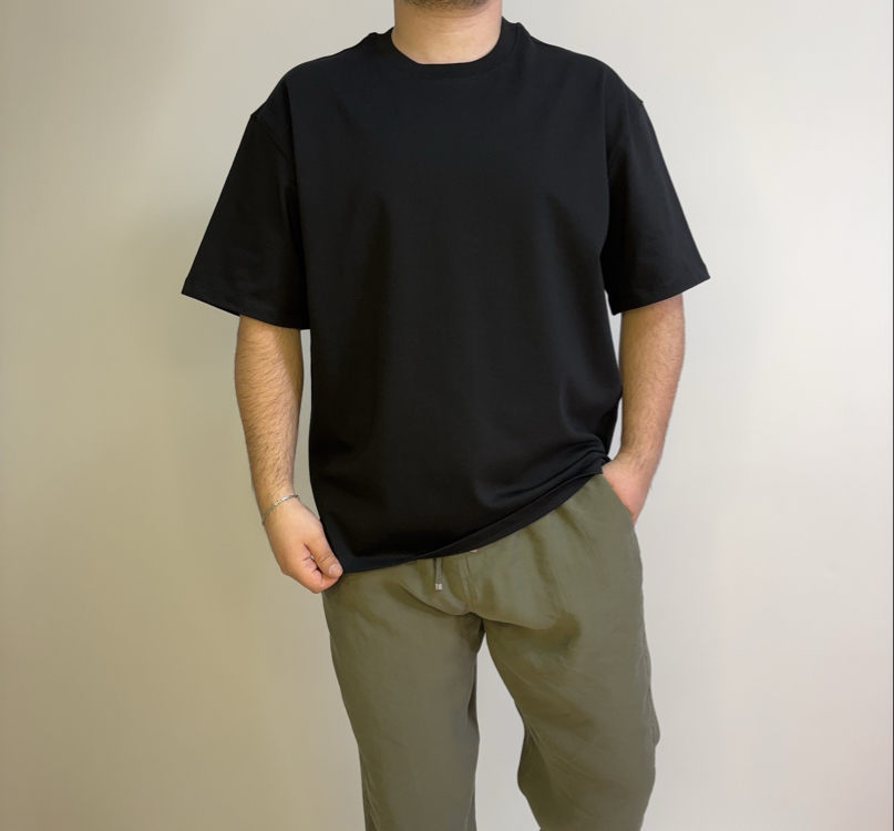Siyah Basıc Oversize Tişört 