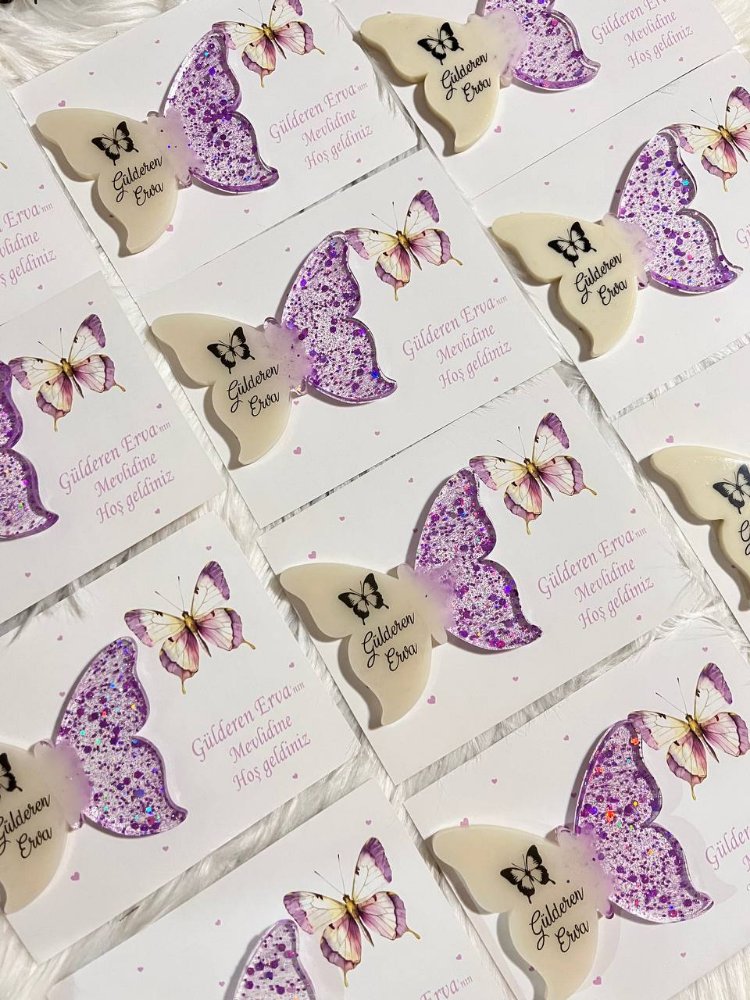 20x Personalisierbares Epoxy-Schmetterling-Magnet mit Karte| EW-297875