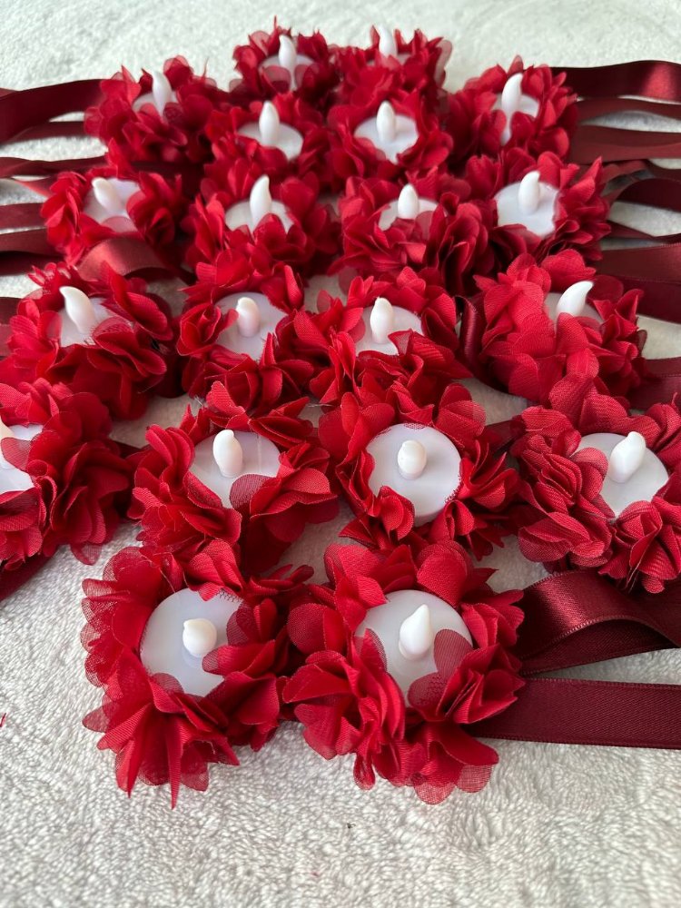 20 Stück personalisierte LED-Handkerzen mit lasergeschnittenen Blumen | EW-292668