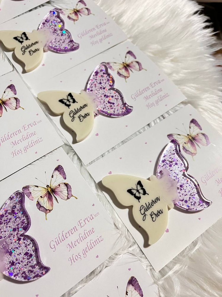 20x Personalisierbares Epoxy-Schmetterling-Magnet mit Karte| EW-297875