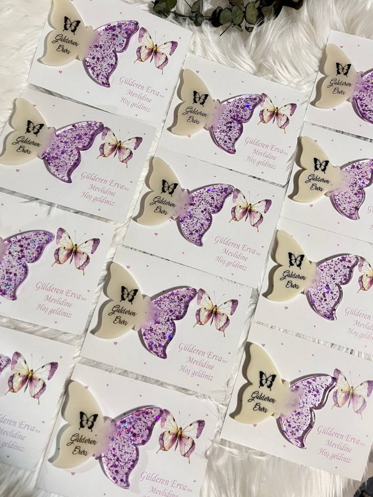 20x Personalisierbares Epoxy-Schmetterling-Magnet mit Karte| EW-297875