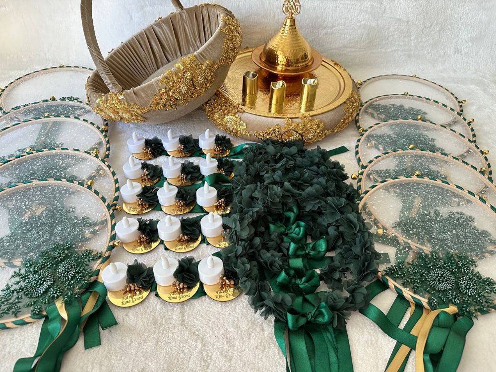 Braut-Hennaset – Goldene Spitze Smaragd Serie | EW-292635