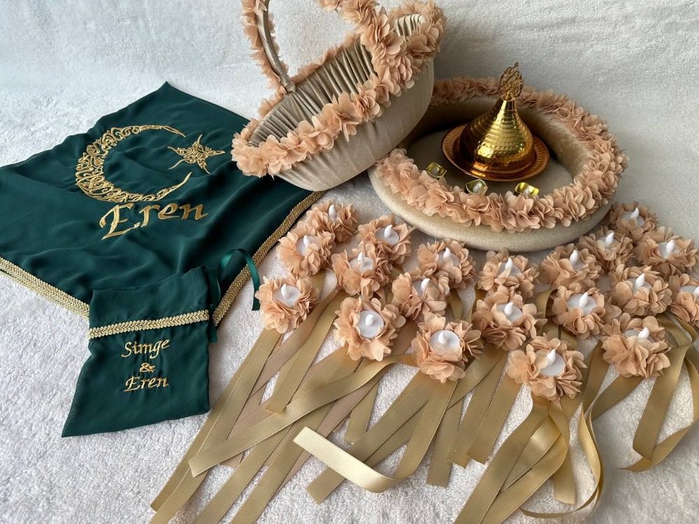 Beige Blossom – Lasergeschnittenes Henna-Set mit Blumen | EW-292656