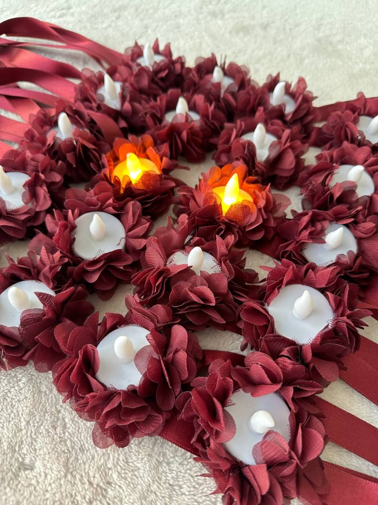 20 Stück personalisierte LED-Handkerzen mit lasergeschnittenen Blumen | EW-292648