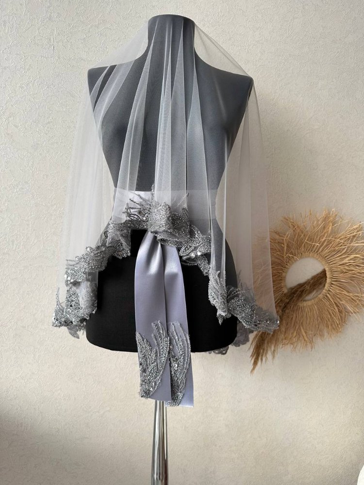 Brautschleier-Set aus französischer Guipure-Spitze | EW-293625