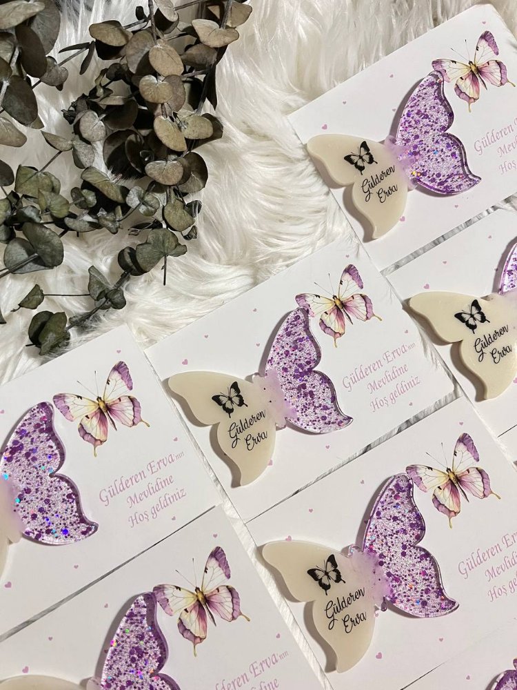 20x Personalisierbares Epoxy-Schmetterling-Magnet mit Karte| EW-297875