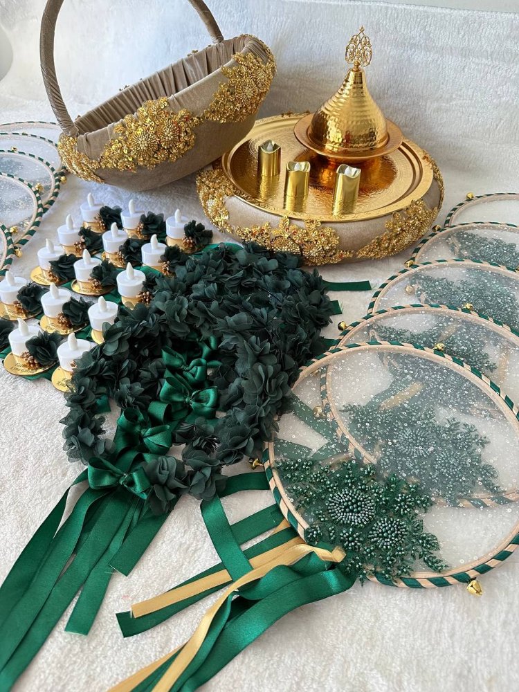 Braut-Hennaset – Goldene Spitze Smaragd Serie | EW-292635