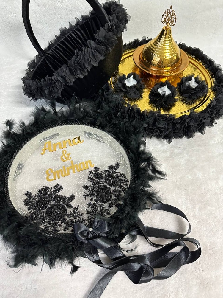 Black Elegance – Henna Set und Braut Tamburin in Schwarz|  EW-292657