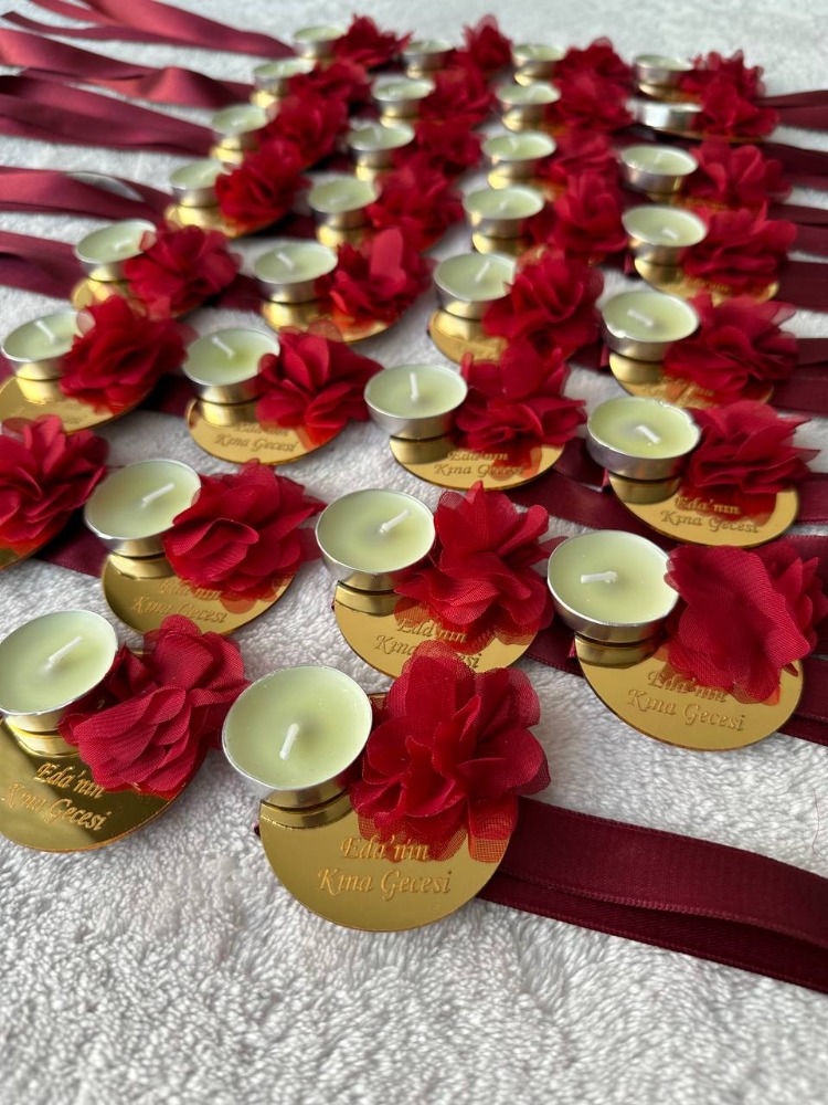 20 Pers. LED-Handkerzen mit Spiegelplexi oder Laser-Blumen | EW-292666