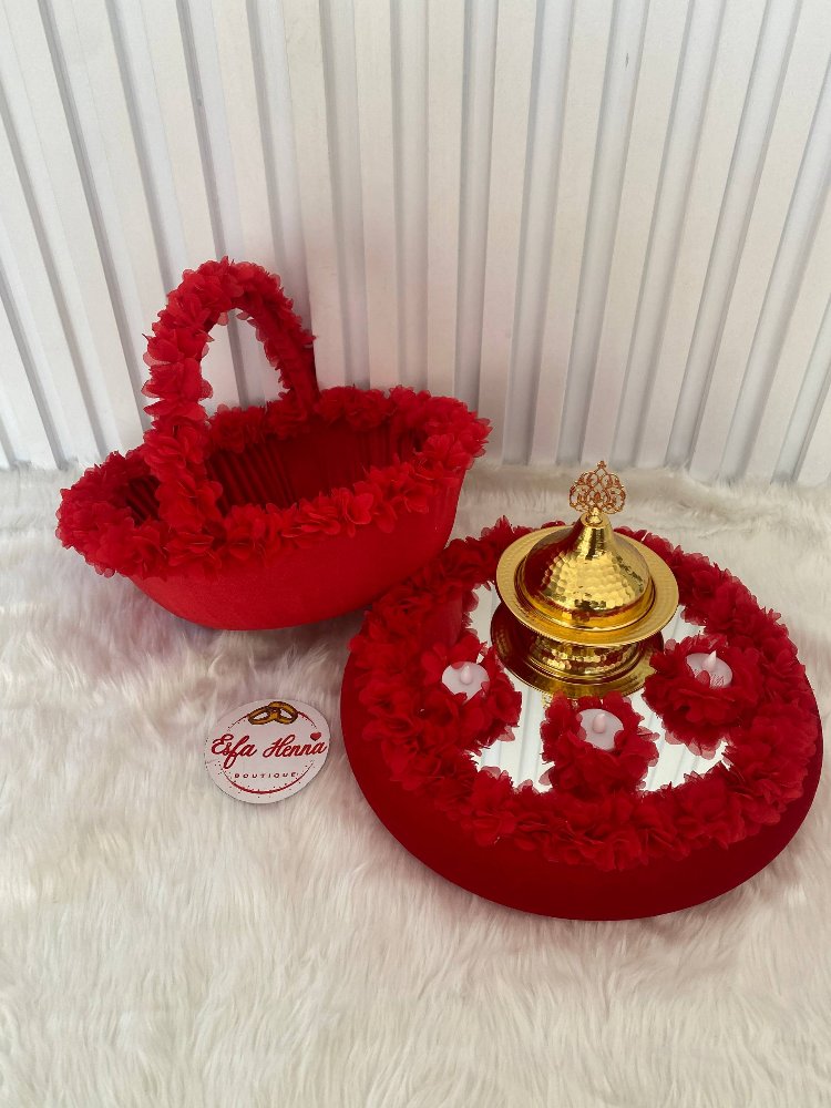 Laserzuschnitt Blumenmodell Henna-Korb- und Tablett-Set | EW-292947