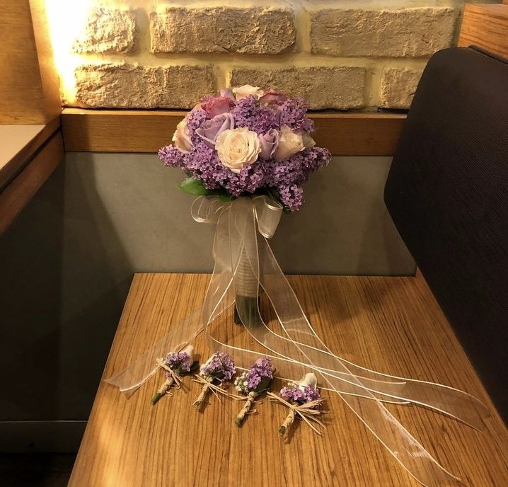 Personalisierter Brautstrauß+Ansteckblume+Brautkrone | EW-292890