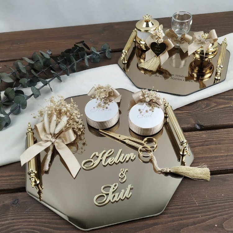 Spiegelmodell Verlobungs- und Versprechenstablett-Set | EW-292750