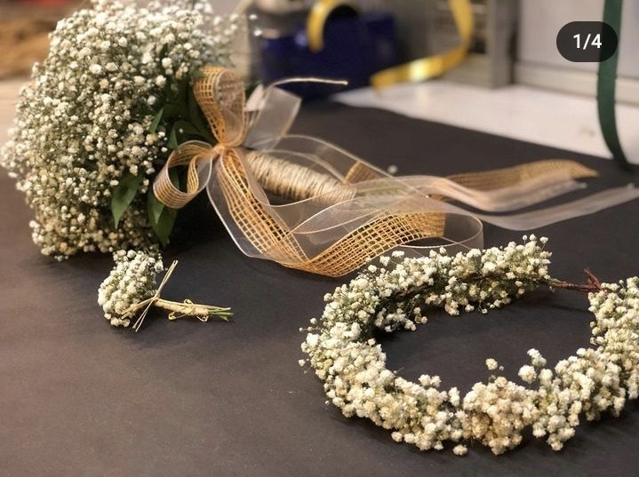 Personalisierter Brautstrauß+Ansteckblume+Brautkrone | EW-292900