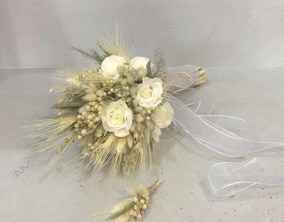 Personalisierter Brautstrauß+Ansteckblume+Brautkrone | EW-292892