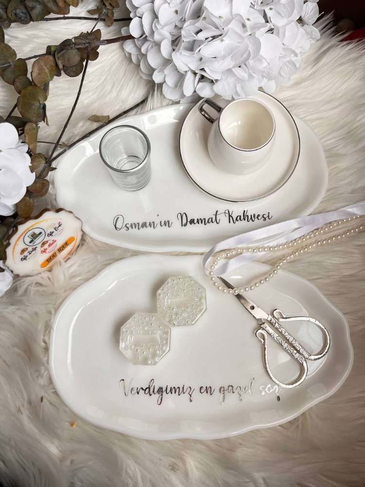 Handgefertigtes Verlobungstablett im Muschel-Design mit Perle | EW-292826