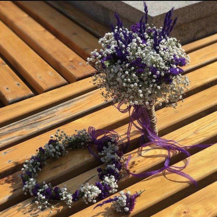 Personalisierter Brautstrauß+Ansteckblume+Brautkrone | EW-292898