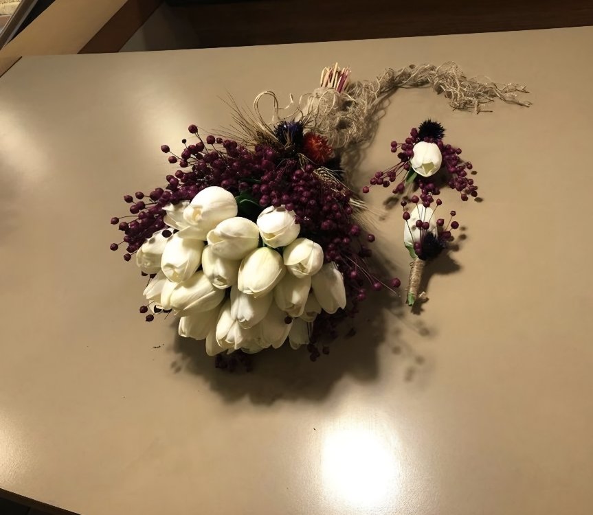 Personalisierter Brautstrauß+Ansteckblume+Brautkrone | EW-292897