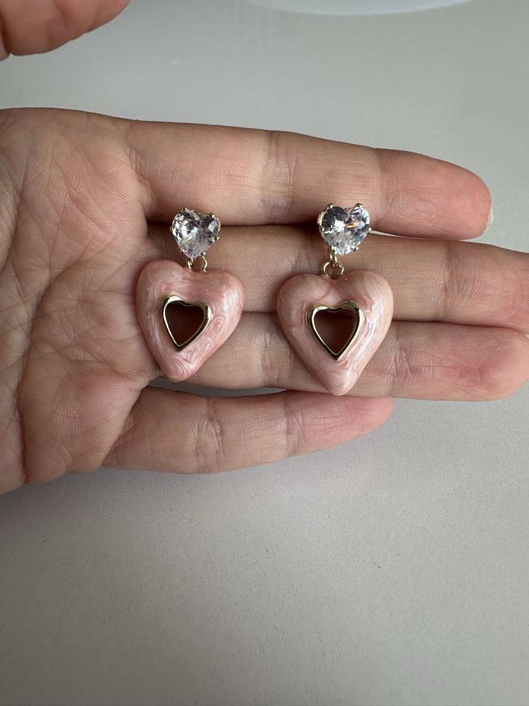 PİNK HEART KÜPE