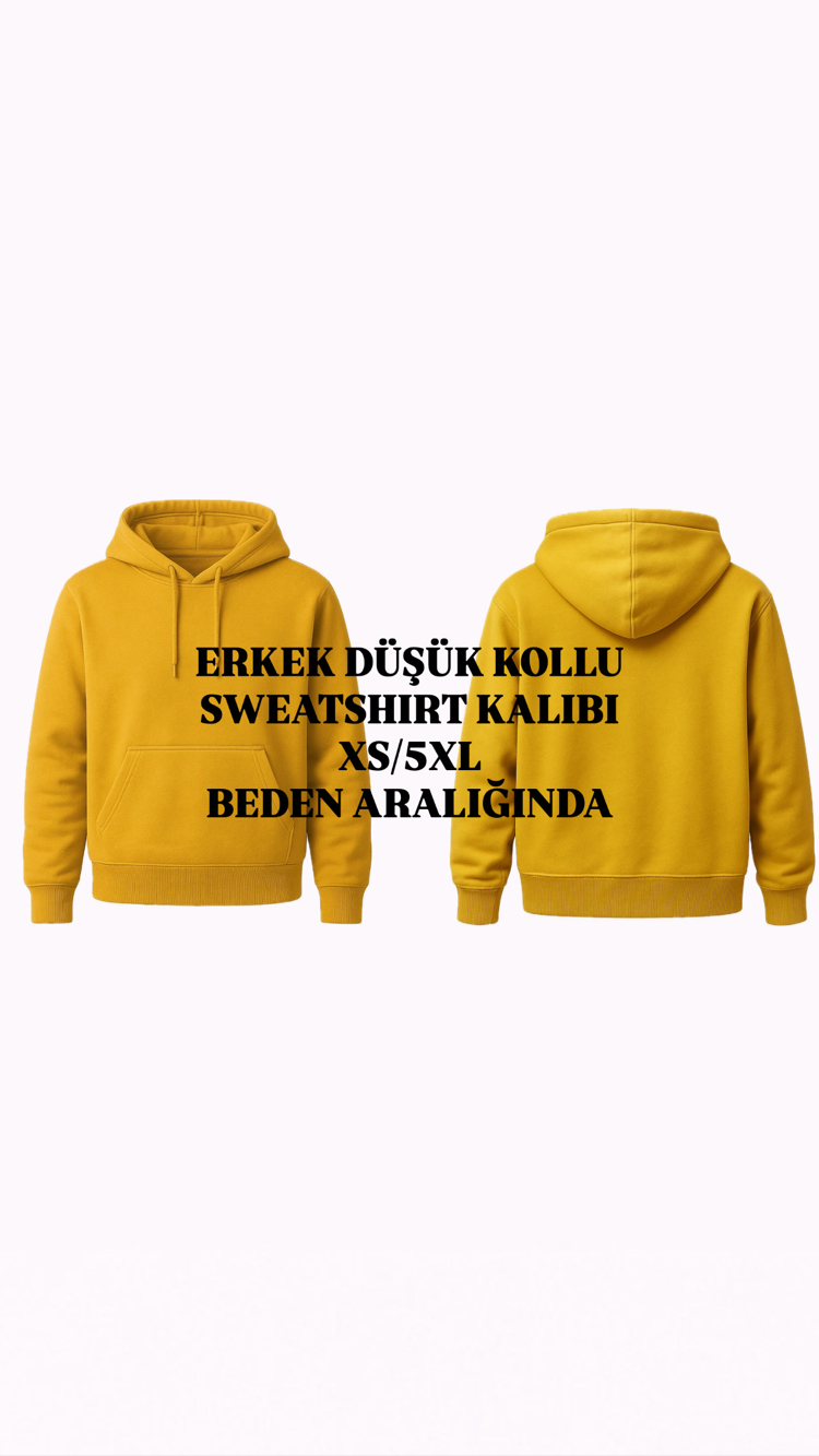 ERKEK DÜŞÜK KOLLU SWEATSHIRT KALIBI XS/5XL