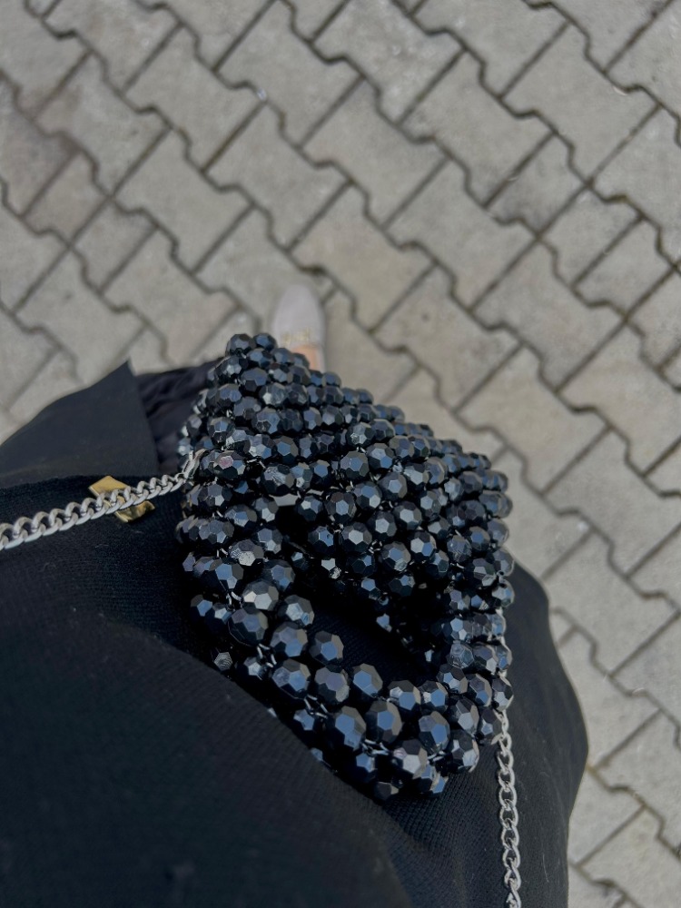 Mini Kristal Siyah Çanta