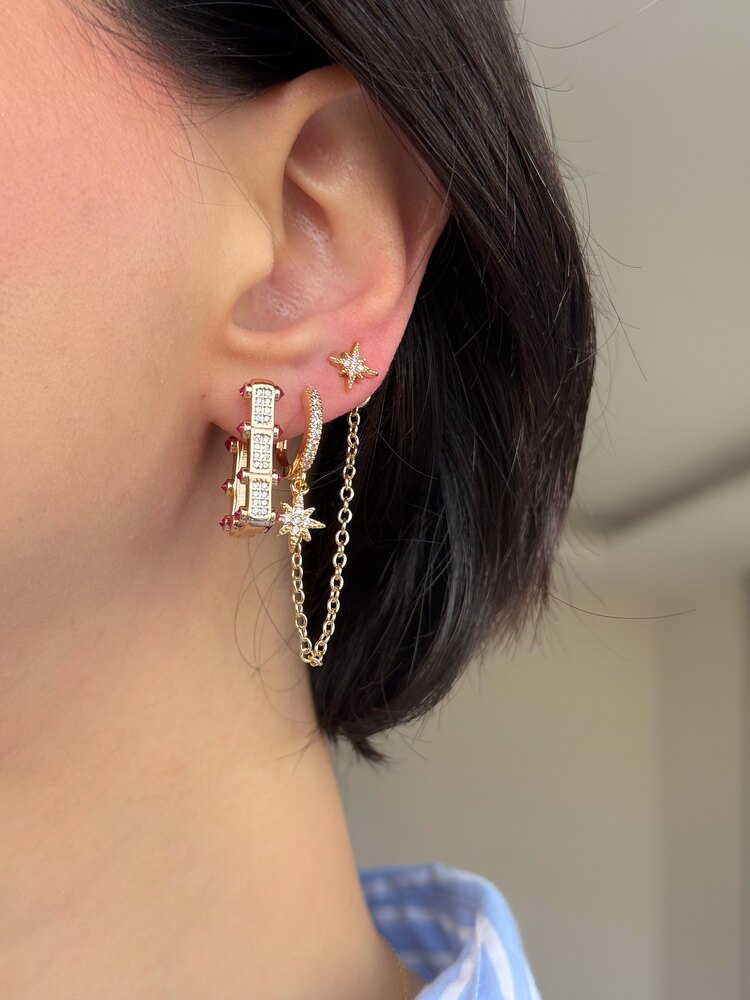 Pembe Taşlı Set Küpe