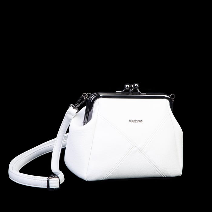 Nas Bag Mini Vintage Burslu Klipsli Kadın Omuz ve Çapraz Çanta Beyaz Victoria ( 20x17 cm)
