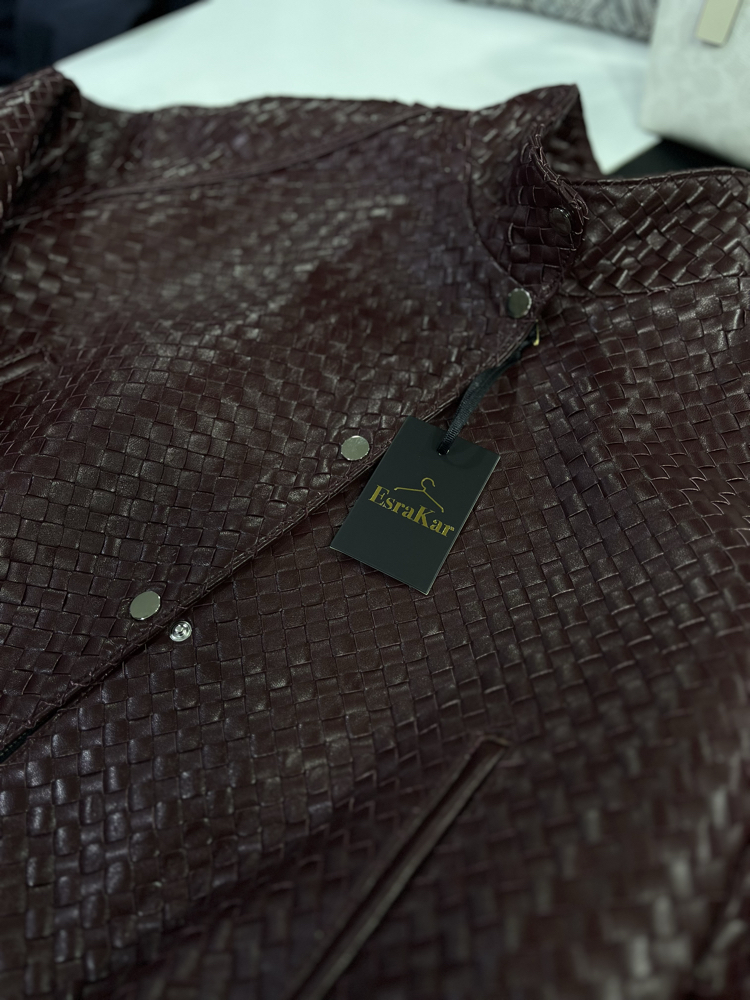 Hand-Knitted Leather Bomber