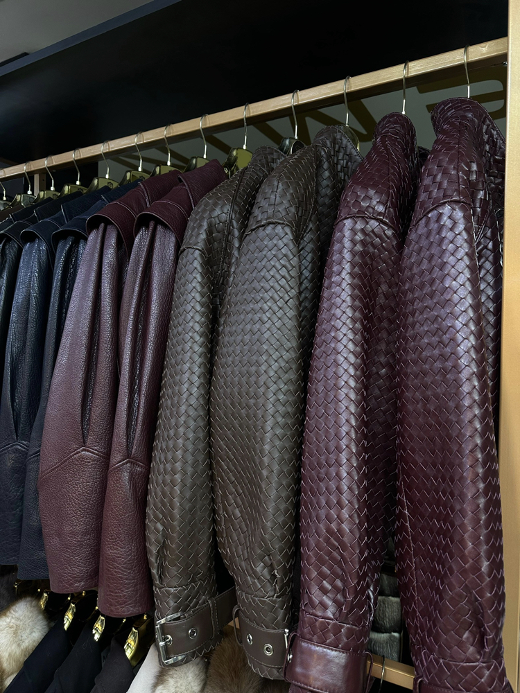 Hand-Knitted Leather Bomber