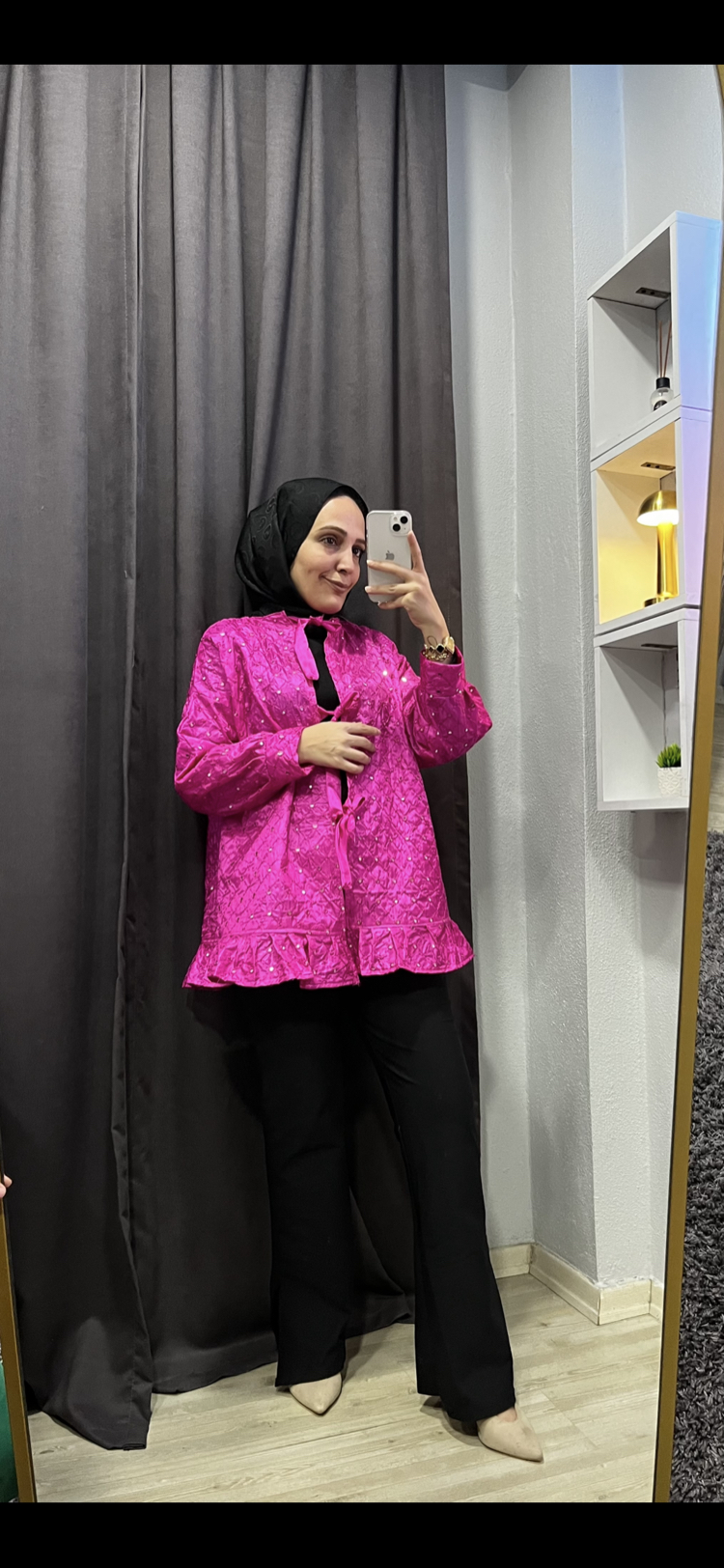 Payetli pembe ceket