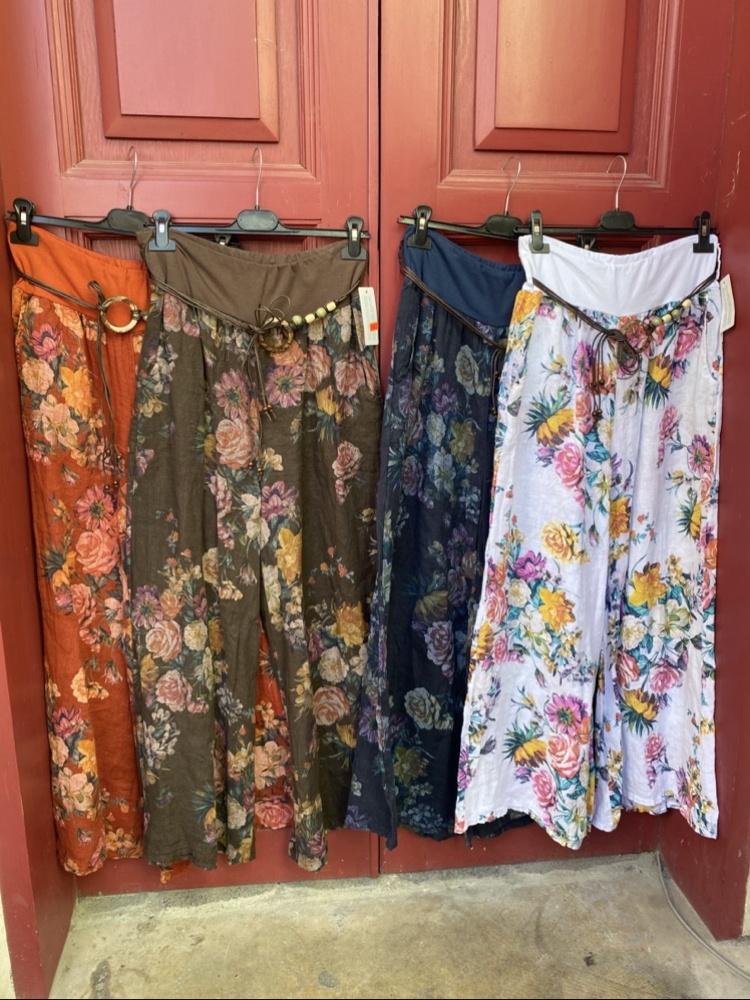 Desenli keten pantalon