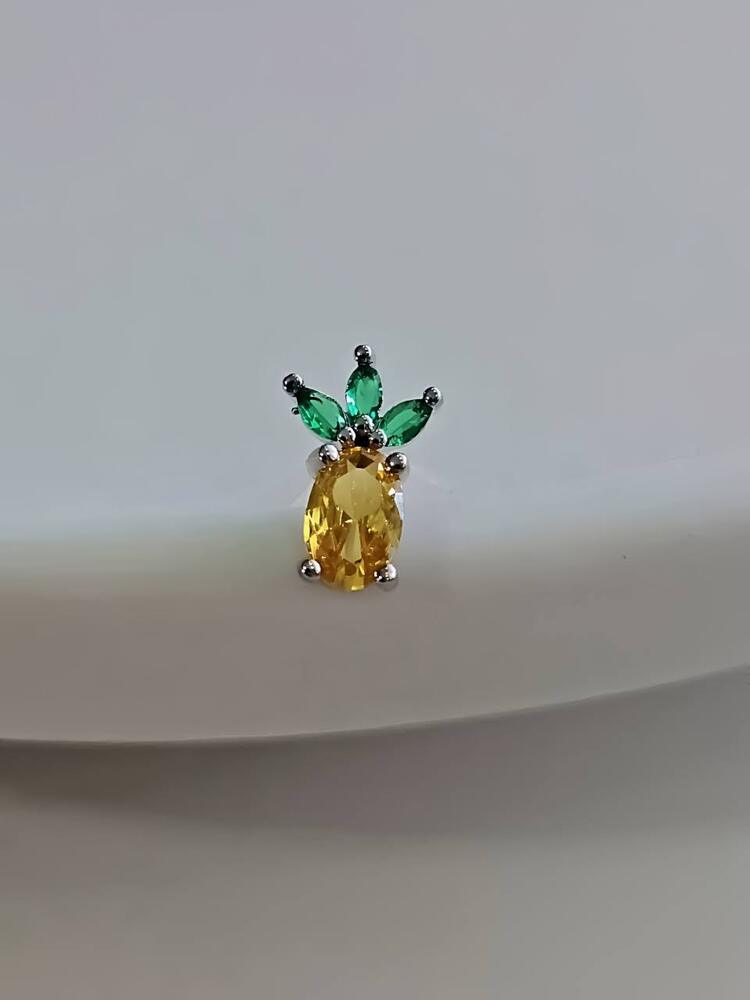Ananas Model Kıkırdak Piercing Tragus Helix Silver Gümüş Renk Küpe- 1368