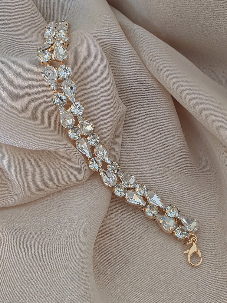 Geometrik Damla Çiçek Model Gold Renk Bileklik -1803