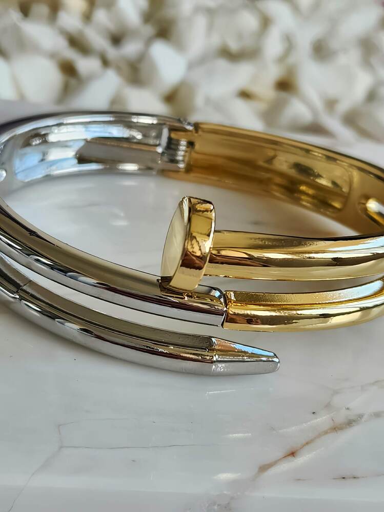Çivi Sarmal Gold Molted Kelepçe Çelik Bileklik 1485