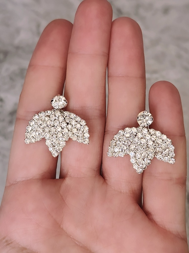 Kuş Çiçek Model Kristal Taşlı Küpe - 1223