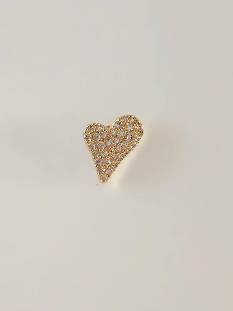 Kalp Zirkon Taşlı Model Kıkırdak Tragus Helix Piercing Gold Altın Renk Küpe - 1589