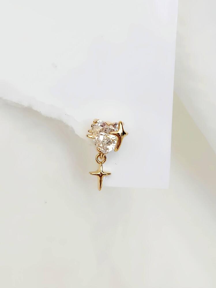 Bombeli Kalp Yıldız Model Kıkırdak Piercing Tragus Helix Altın Gümüş Renk Küpe - 1529