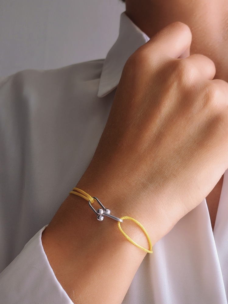 Tiffany Model Deri İpli El Yapımı Sarı Renkli Bileklik - 1122