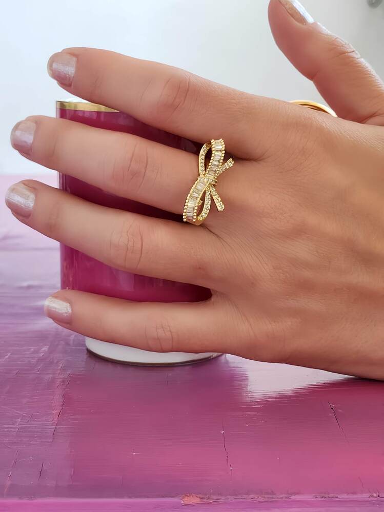 Fiyonk Kurdela Model Ayarlanabilir Gold Renk Çelik Yüzük - 1449