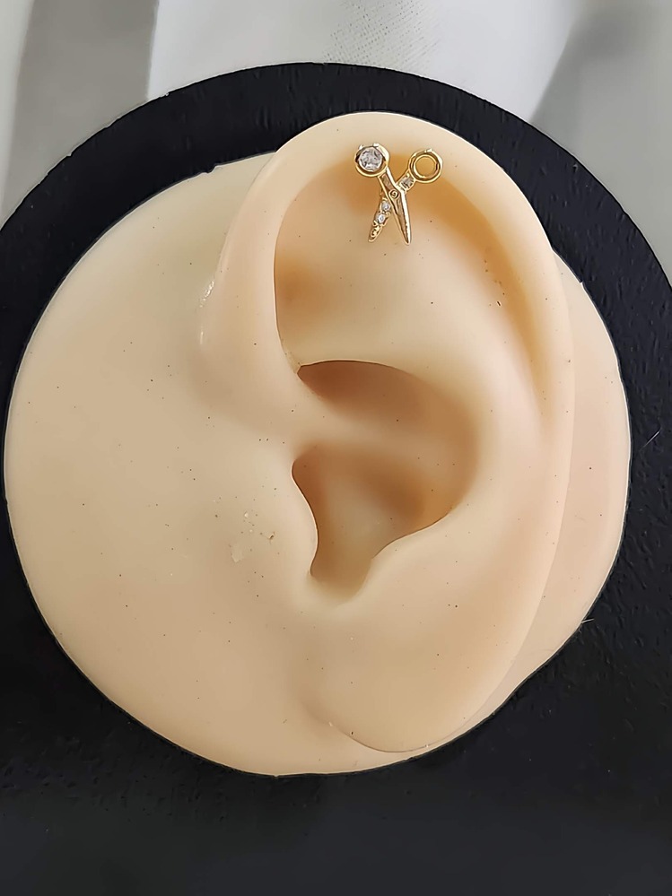 Makas Model Kıkırdak Piercing Tragus Helix Altın Gold Renk Küpe- 1300