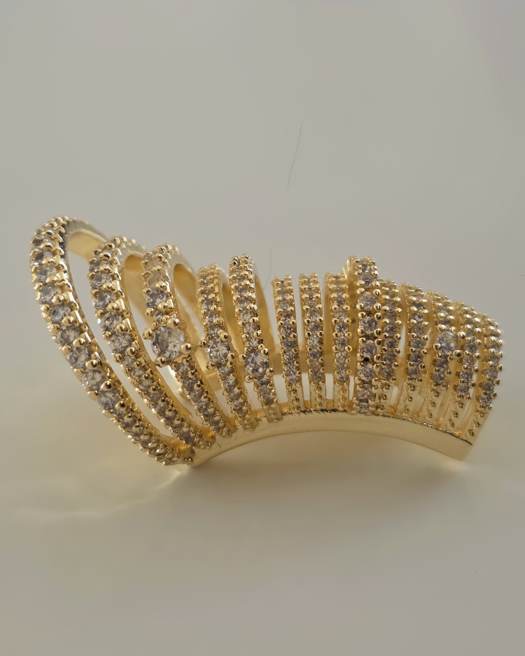 Ear Cuff Çoklu Sıra Zirkon Taşlı Kıkırdak Küpesi 4cm - 1838
