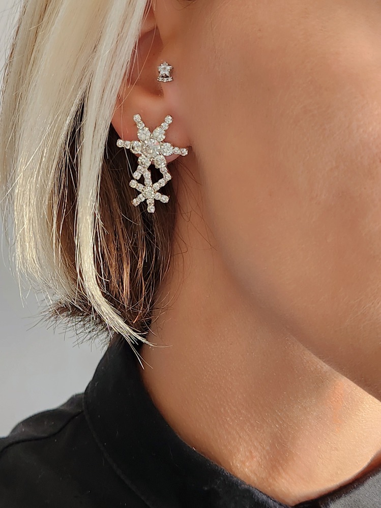 Kar Tanesi Model Kristal Taşlı Küpe - 1209