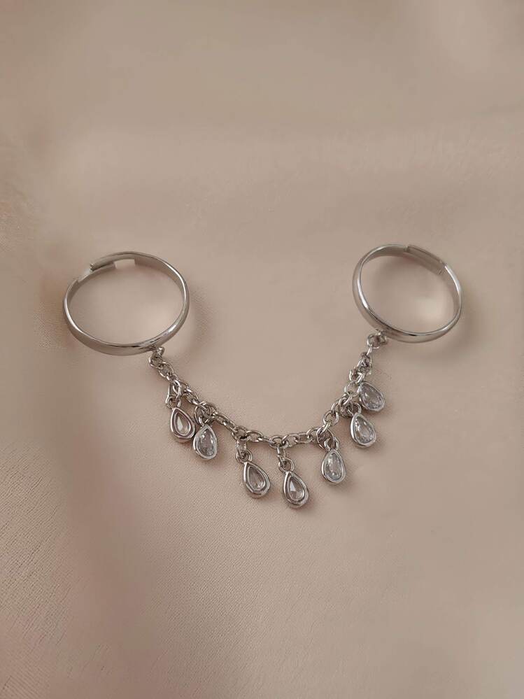 Şahmaran Damla Başak Model Zirkon Taşlı Ayarlanabilir Silver ve Gold Renkli Yüzük- 1680
