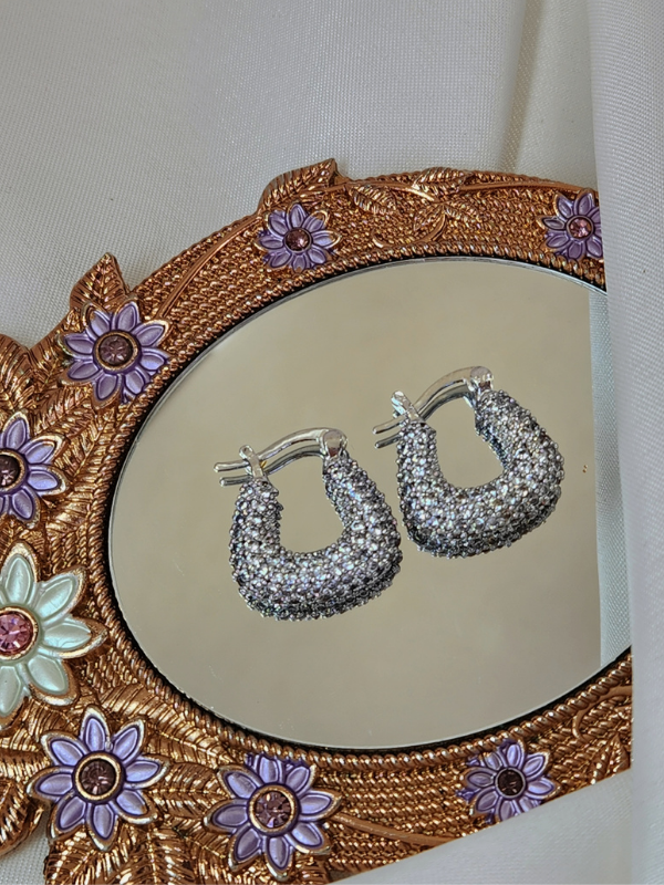 Arp Model Minimal Zirkon Taşlı Zarif Silver Renk Çelik Küpe - 1108