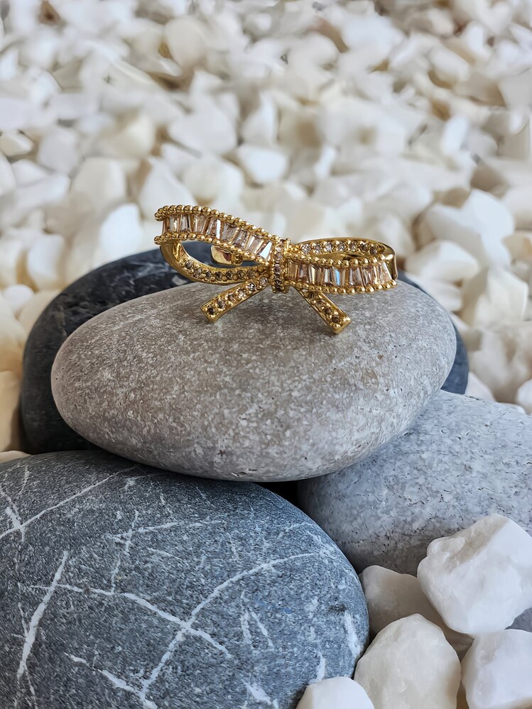 Fiyonk Kurdela Model Ayarlanabilir Gold Renk Çelik Yüzük - 1449