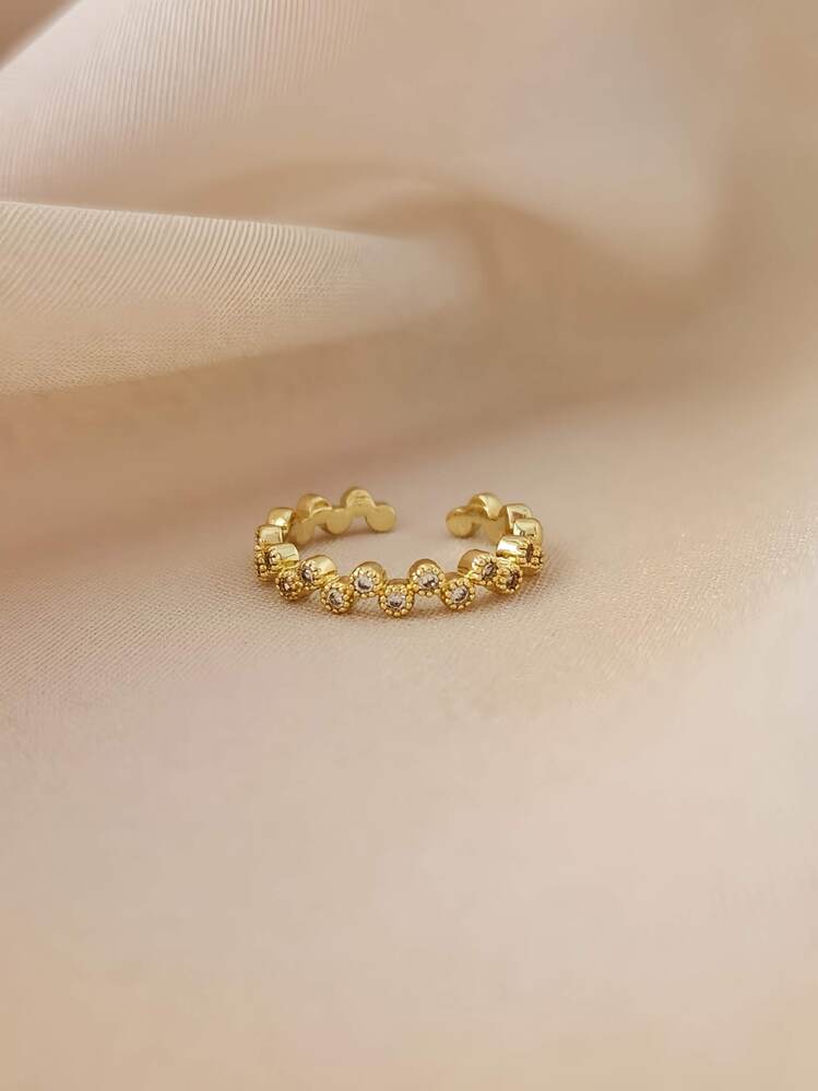 Çiçek Model Elmas Görünümlü Ayarlanabilir Gold ve Silver Renkli Yüzük- 1609