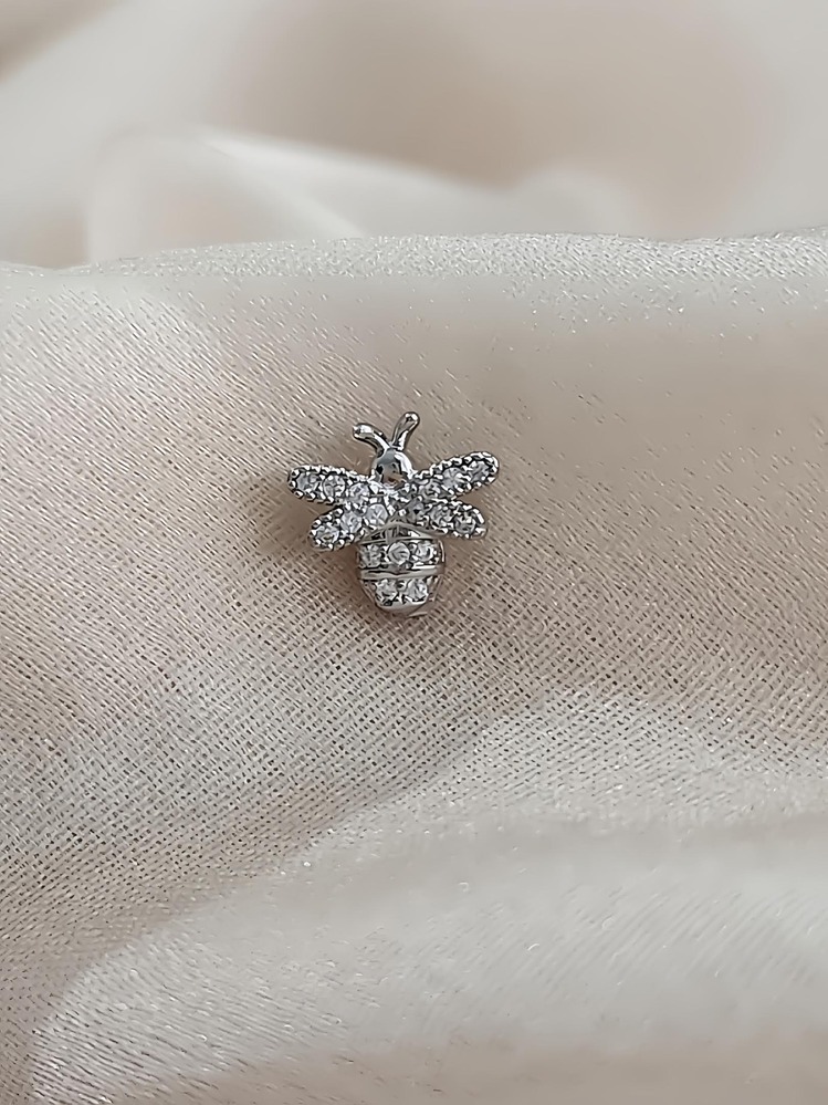 Arı Model Kıkırdak Piercing Tragus Helix Silver Gümüş Renk Küpe - 1301