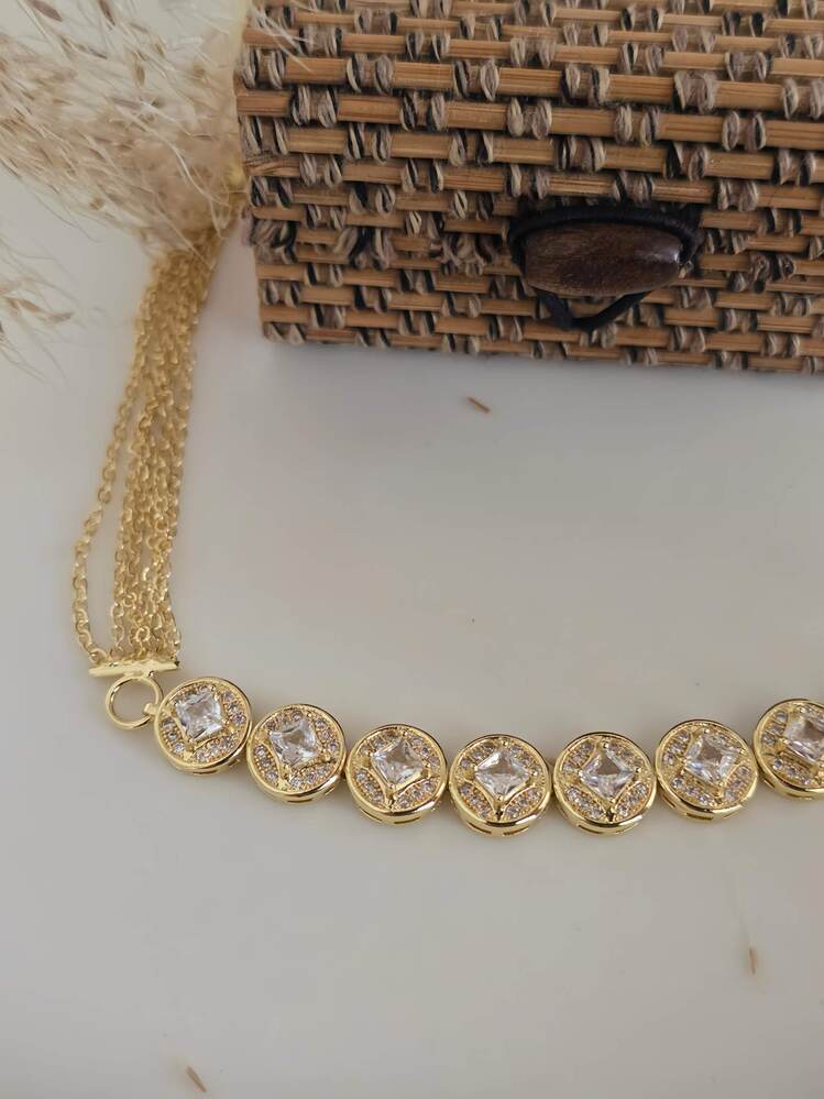 Elmas Model Zincir detaylı Çelik Bileklik - 1430