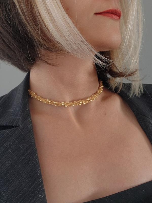 Top Zincir Model Örme Çelik Zincir Uzun Konsept Altın Kaplama Gold Renk Kolye - 1080