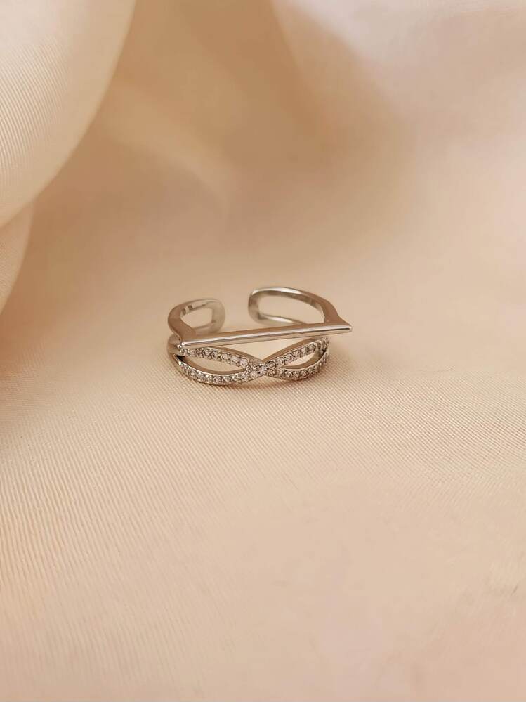 Sonsuzluk Model Zirkon Taşlı Ayarlanabilir Silver Gümüş Renkli Yüzük - 1650