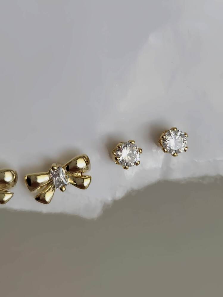 6'lı Kuğu Fiyonk Model Minima Altın Kaplama Gold Renkli Küpe Seti- 1552